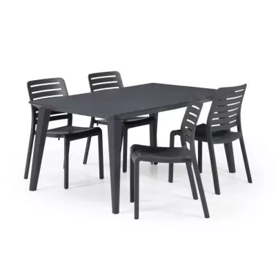 Table de jardin rectangulaire 160cm gris graphite en résine - Lima Allibert
