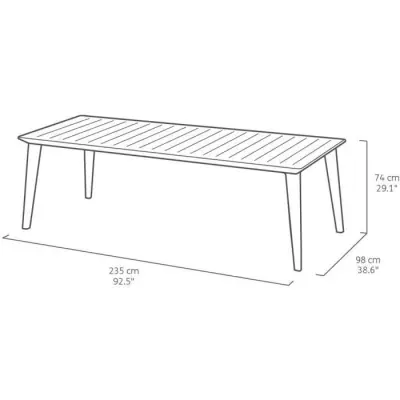Table de jardin rectangulaire blanche en résine - Lima - 8 à 10 personnes