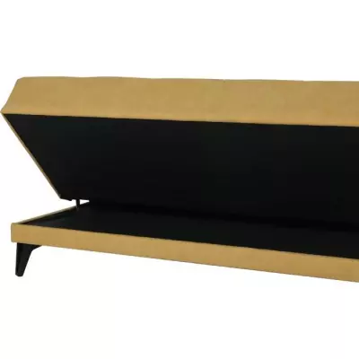 Banquette convertible 3 places LIMRA - Tissu moutarde - Coffre de rangement