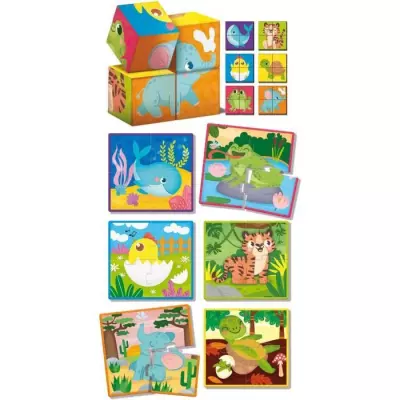 Jeu créatif 2-en-1 - LISCIANI - Montessori Baby Bois - Cubes et puzzle