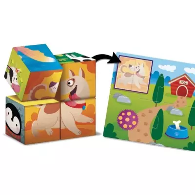 Jeu éducatif 2-en-1 Montessori Baby Bois - Cubes et logique - Animaux et associations