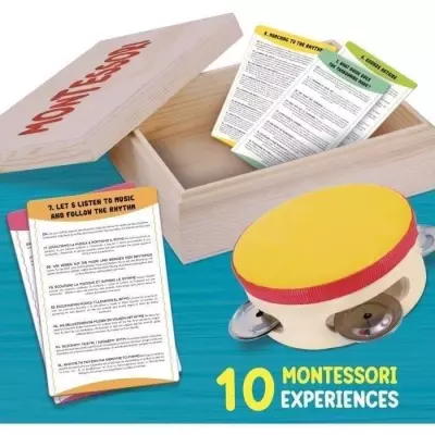 Jeu musical Montessori - Tambourin en bois - Rythme et audition