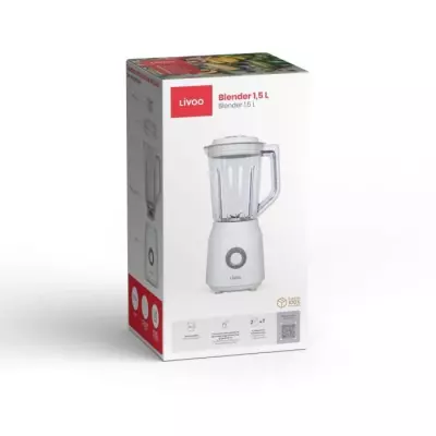 Blender LIVOO 1,5 L - 600 W - 2 vitesses - Turbo blanc