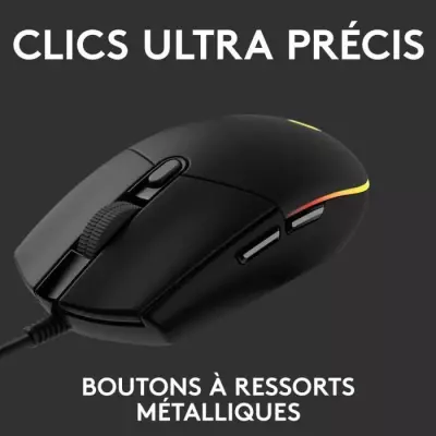 Souris gamer filaire Logitech G203 Lightsync RGB Noir