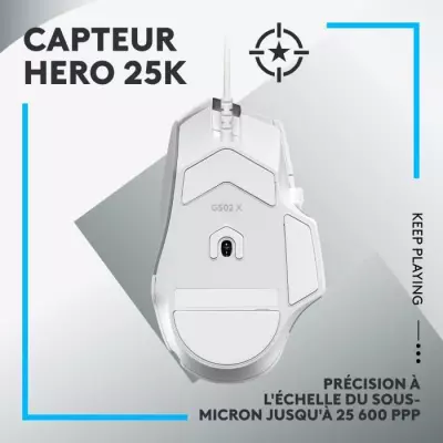 Souris gamer sans fil Logitech G502 X Blanc - Compacte et performante