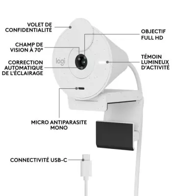 Webcam Logitech Brio 300 Full HD - Blanc