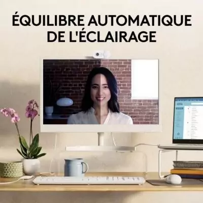 Webcam - Full HD 1080p - Logitech - Brio 100 - Microphone intégré - Blanc
