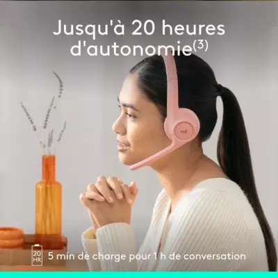 Casque Sans fil Logitech Zone 300 Rose - Compact et performant