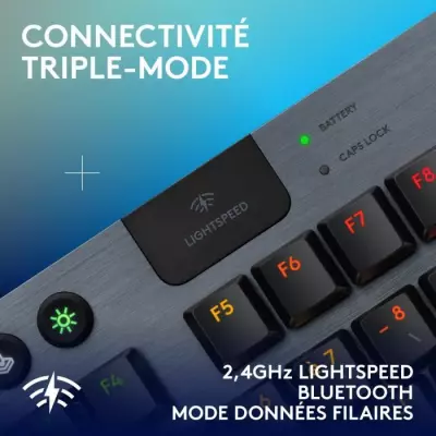 Clavier gamer sans fil Logitech G915 TKL X - Switch clicky - AZERTY - Noir