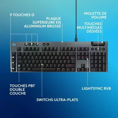Clavier gamer filaire Logitech G915 X Switch tactile Noir