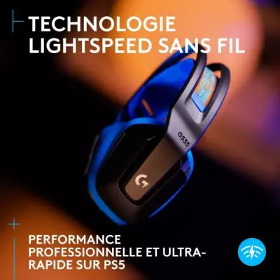 Casque gamer Logitech G535 Lightspeed sans fil - Noir/Bleu