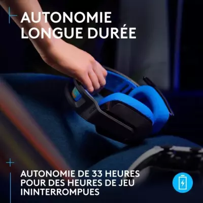 Casque gamer Logitech G535 Lightspeed sans fil - Noir/Bleu