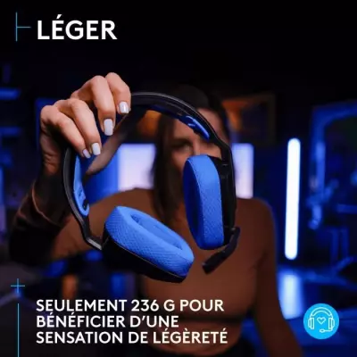 Casque gamer Logitech G535 Lightspeed sans fil - Noir/Bleu