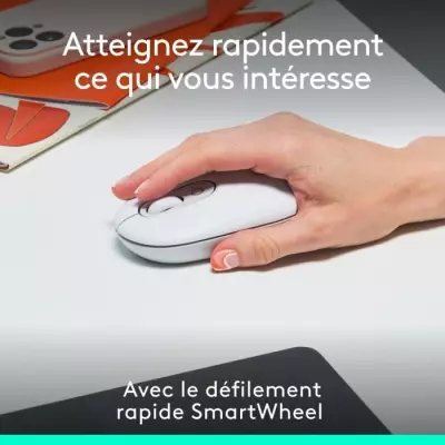 Souris sans fil Logitech Pop Mouse - Blanc cassé - Compact et élégant