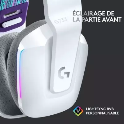 Casque gamer sans fil Logitech G733 Lightspeed blanc - Performances exceptionnelles