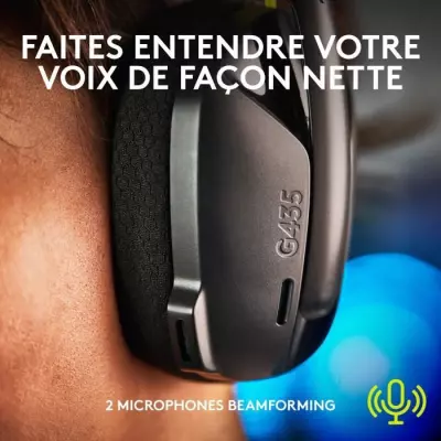 Casque gamer sans fil Logitech G435 Lightspeed noir