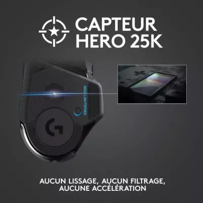 Souris Gamer Sans Fil Logitech G502 Hero Noir - Performances exceptionnelles Souris Gamer Sans Fil Logitech G502 Hero Noir - Performances exceptionnelles
