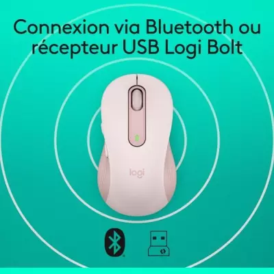Souris sans fil Logitech M650 - Rose Silencieuse