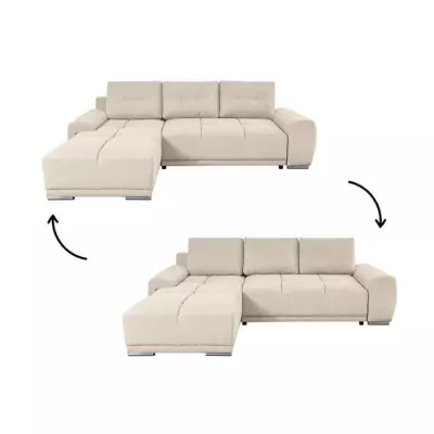 Canapé d'angle convertible 4 places CASSANDRA - Beige - FSC® 100% - L270 x P181 x H89cm