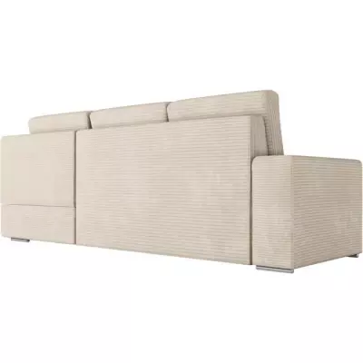 Canapé d'angle droit 3 places convertible ADEN - Velours côtelé beige
