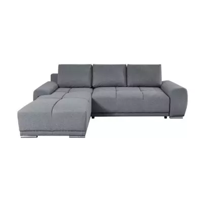 Canapé d'angle gauche convertible avec coffre en tissu - Gris - L270 x P181 x H89cm - LOUNGITUDE