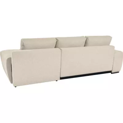 Canapé d'angle convertible 4 places avec coffre en tissu - Beige