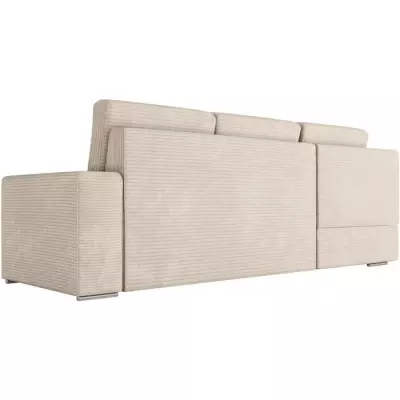 Canapé d'angle convertible en velours côtelé beige - L246 x P174 x H96cm