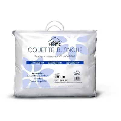 Couette 240x260 cm LOVELY HOME Chaude 450 g/m² Anti-acariens Blanc