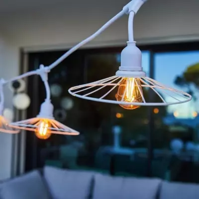 Guirlande lumineuse extérieur LUMISKY - Chic Blanc Chaud - 6 m - 10 ampoules filament - E27 - LED