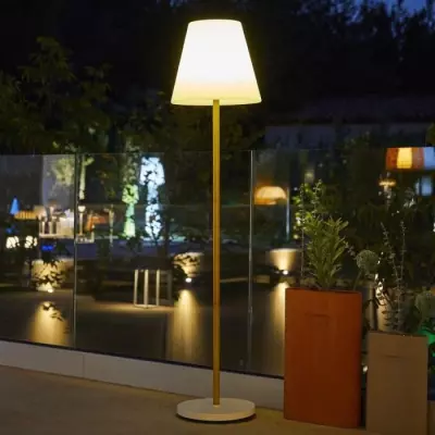 Lampe de table solaire et rechargeable LUMISKY STANDY MINI WOOD SOLAR H25 cm - LED blanc chaud et blanc dimmable