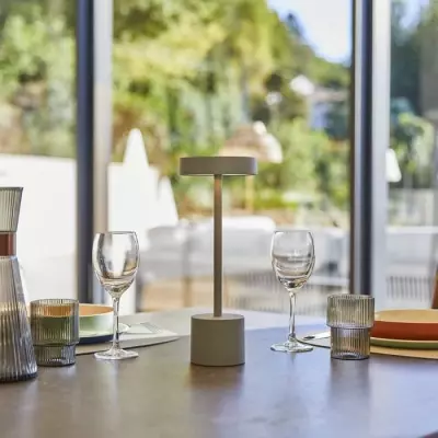 Lampe de table sans fil LUMISKY - ROBY GREY 30cm - Touch en aluminium - Gris clair - LED