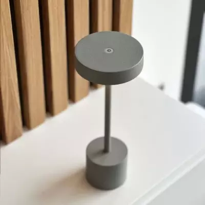 Lampe de table sans fil LUMISKY - ROBY GREY 30cm - Touch en aluminium - Gris clair - LED