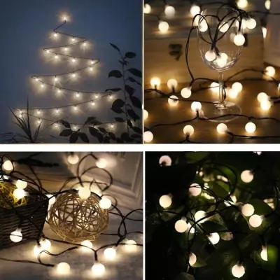 Guirlande lumineuse solaire Billy - LUMI JARDIN - 60 LED - Blanc chaud