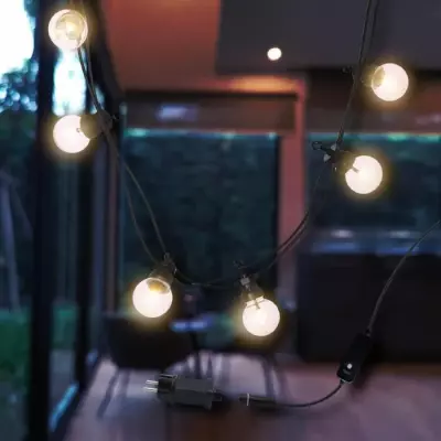 Guirlande lumineuse extérieure Party Clear - LUMI JARDIN - 20 globes LED - Blanc chaud