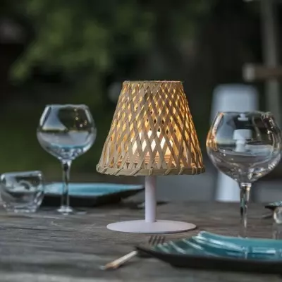 Lampe de table sans fil LUMISKY IBIZA - Bambou naturel - LED blanc chaud et blanc