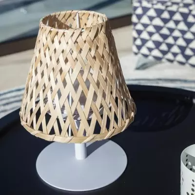 Lampe de table sans fil LUMISKY IBIZA - Bambou naturel - LED blanc chaud et blanc