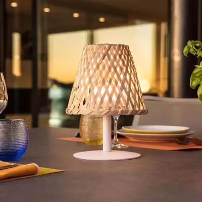 Lampe de table sans fil LUMISKY IBIZA - Bambou naturel - LED blanc chaud et blanc