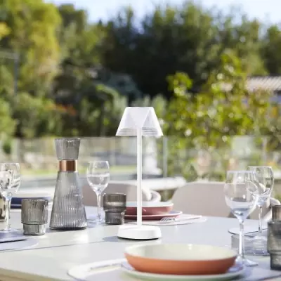 Lampe de table sans fil chic - LUMISKY BEVERLY WHITE