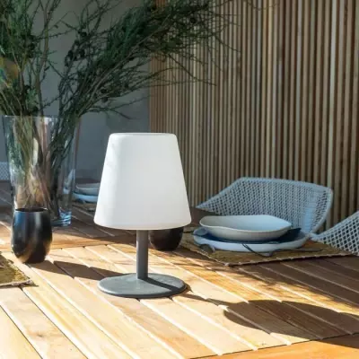 Lampe de table LED sans fil Standy Mini Rock - Lumisky - Gris et blanc - H 25 cm