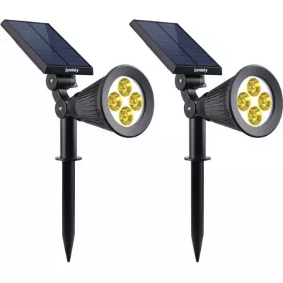 Lot de 2 projecteurs solaires Spiky - LUMI JARDIN - 200 Lumens