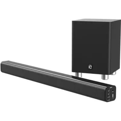 Enceinte MAJORITY K2 2.1 - Bluetooth, USB, Optique, HDMI ARC - 150W - Caisson de basses sans fil