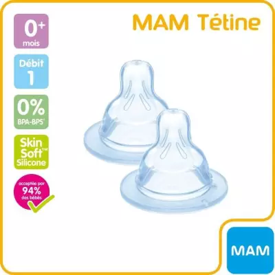 Accessoires Biberons: Tétine Silicone Débit 1 Lent