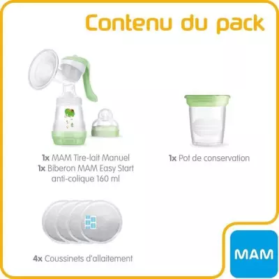 Kit tire-lait manuel + Kit allaitement MAM: Compact et pratique!