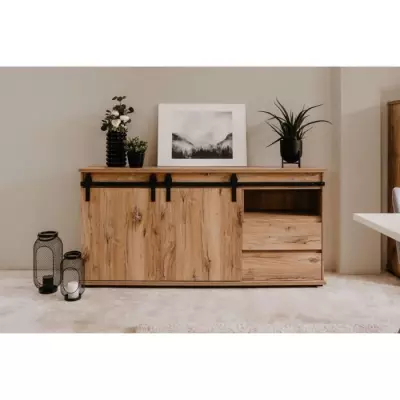 Buffet Manzano en Chêne Flagstaff - Design compact avec rangement optimal