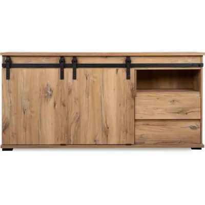 Buffet Manzano en Chêne Flagstaff - Design compact avec rangement optimal
