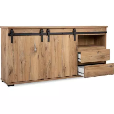 Buffet Manzano en Chêne Flagstaff - Design compact avec rangement optimal