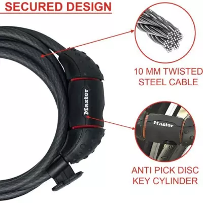 Antivol Vélo Master Lock Câble 1,8m - Sécurité Extérieure ★