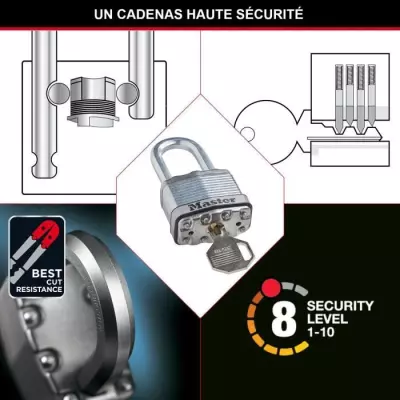 Lot de 3 Cadenas Haute Sécurité MASTER LOCK - Acier Laminé