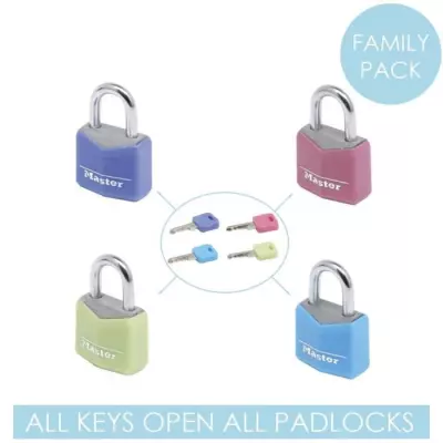Pack Familial de 4 Petits Cadenas Colorés - MASTER LOCK