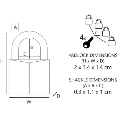 Pack Familial de 4 Petits Cadenas Colorés - MASTER LOCK